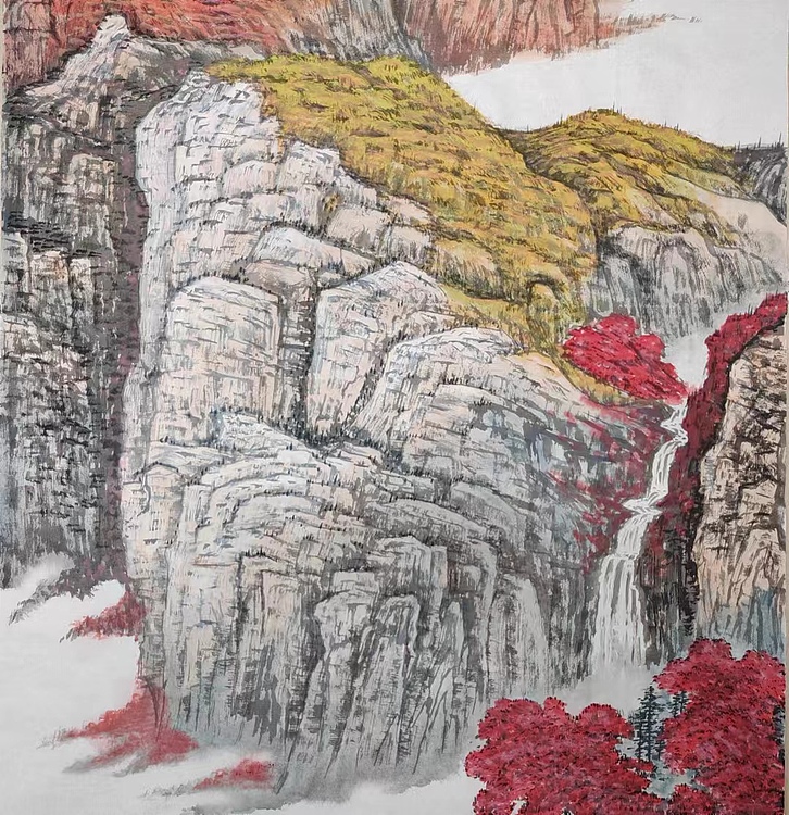 云海松涛 大幅国画 太行秋色