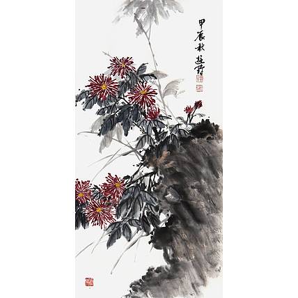 河北省美协、书协会员 游鹤《秋菊》花鸟 70 35