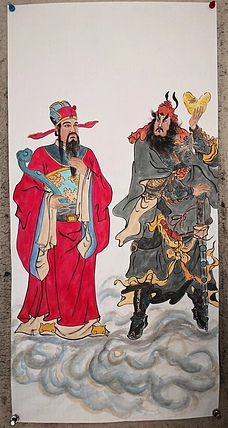 粟承志 文武财神图。