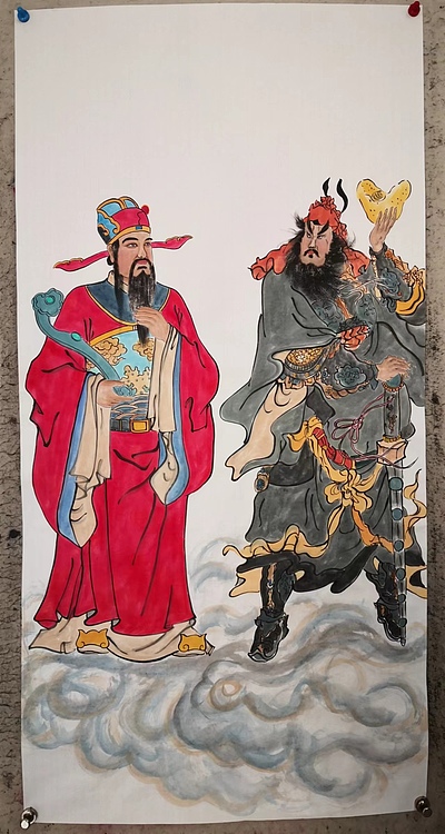 粟承志 文武财神图。