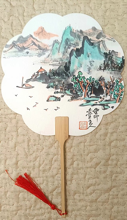 土堂主人 团扇，扇面，山水，泰山