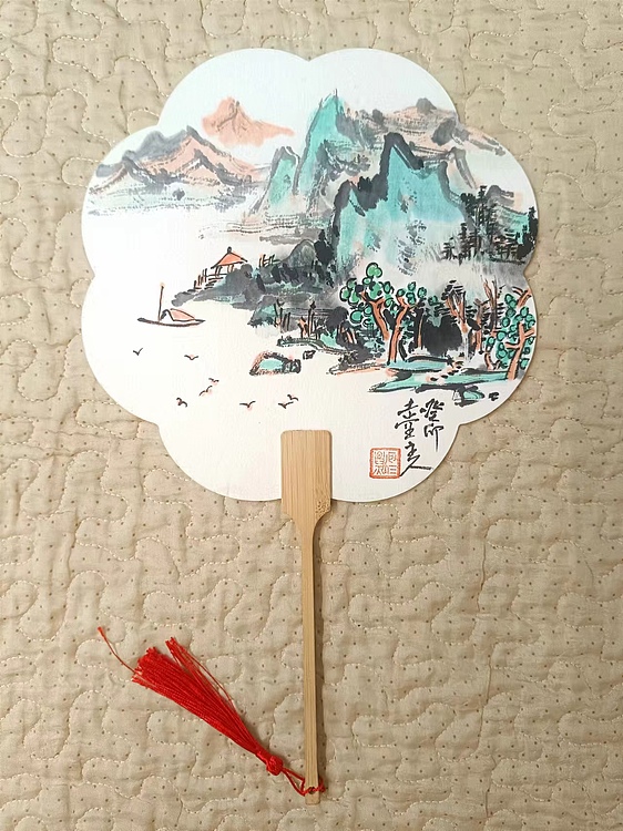 土堂主人 团扇，扇面，山水，泰山