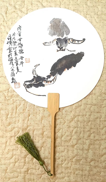 土堂主人 团扇，扇面，牛，水牛
