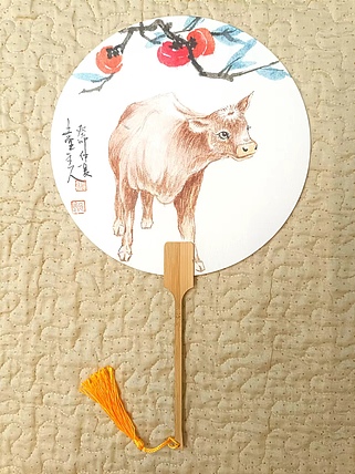 土堂主人 团扇，扇面，牛，黄牛，孺子牛