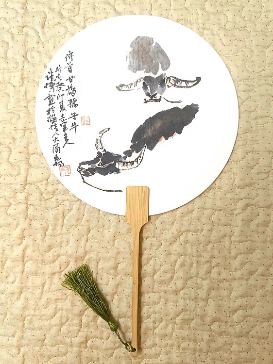 土堂主人 团扇，扇面，牛，水牛