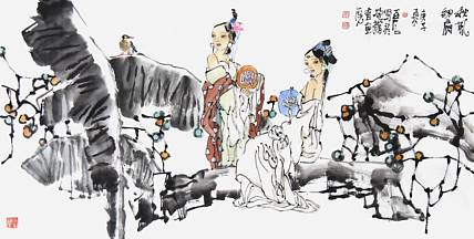 ·长春美协副主席 林百石《和风细扇》人物 136 69