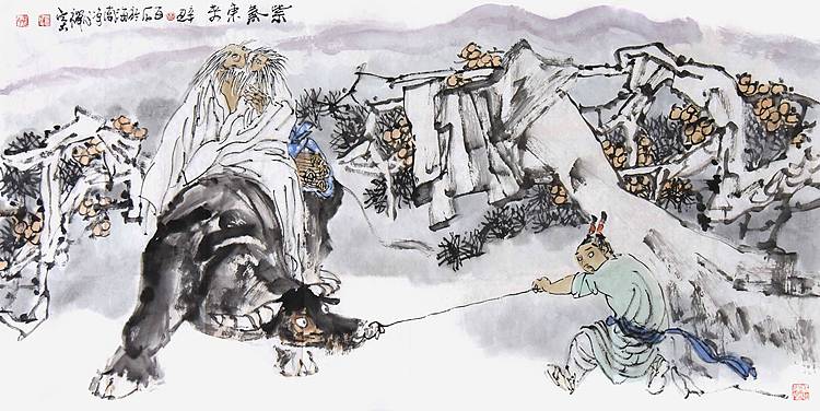 长春美协副主席 林百石《紫气东来》人物 136 69