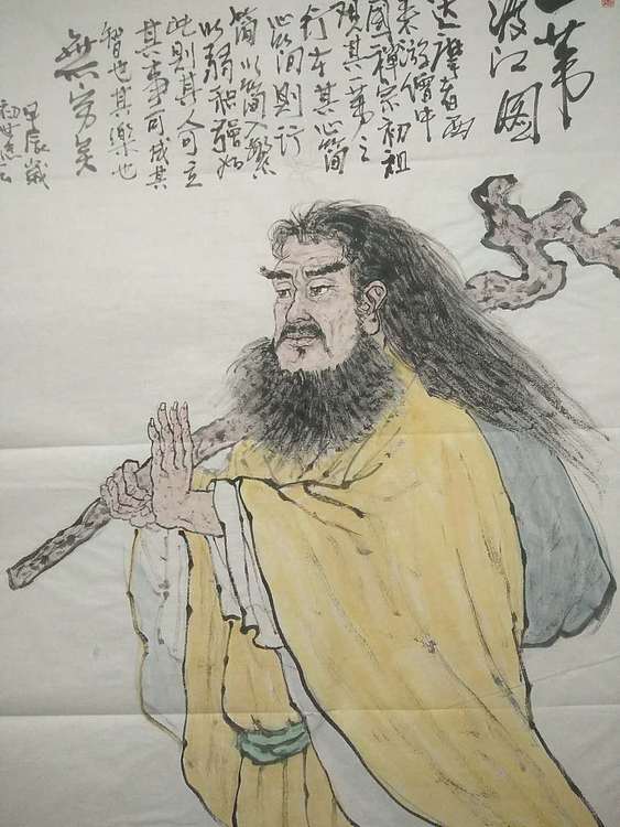 佘世忠 一苇渡江图