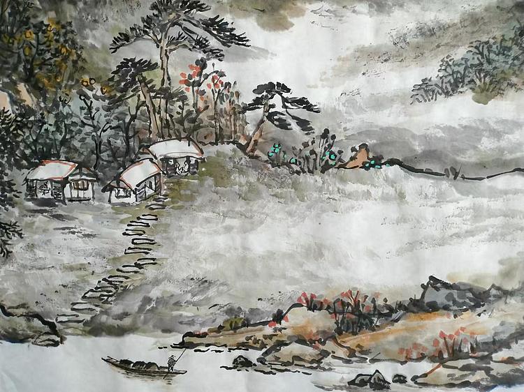 职业书画家 于恩沛 秋山隐居图