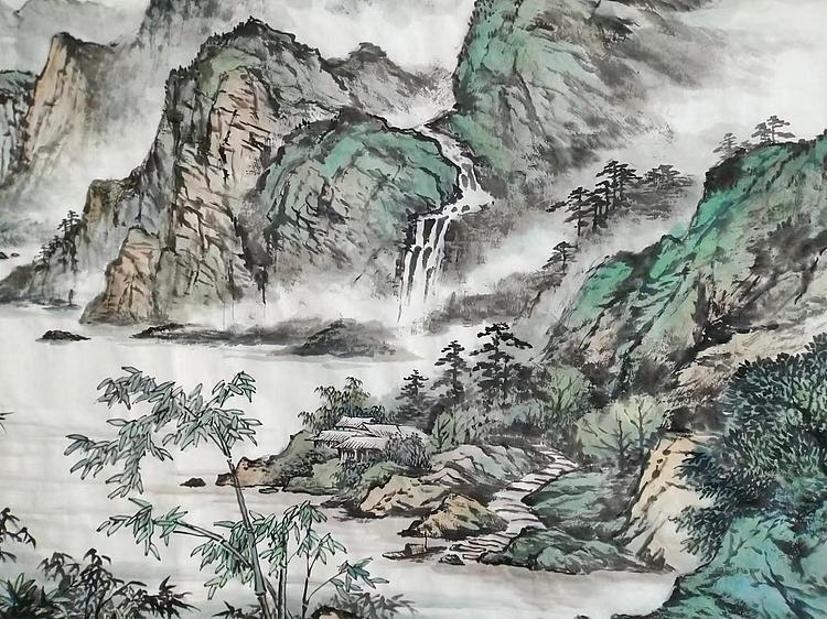 职业书画家 于恩沛 六尺山水《湖上春来似画图》