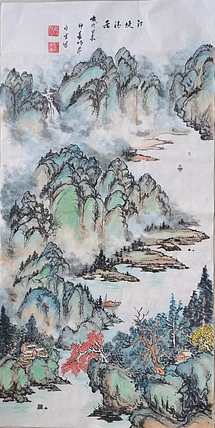 胡强 中华海峡国画研究会常务理事 特聘职业书画家 空靈 江堤清居