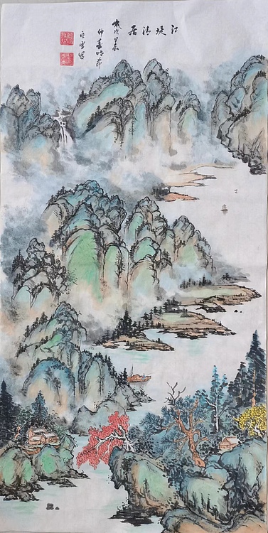 胡强 中华海峡国画研究会常务理事 特聘职业书画家 空靈 江堤清居
