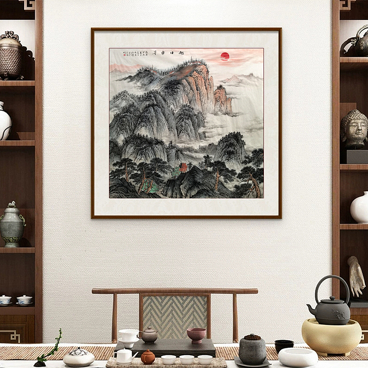 刘辉 纯手绘泰山日出图斗方适合过道玄关