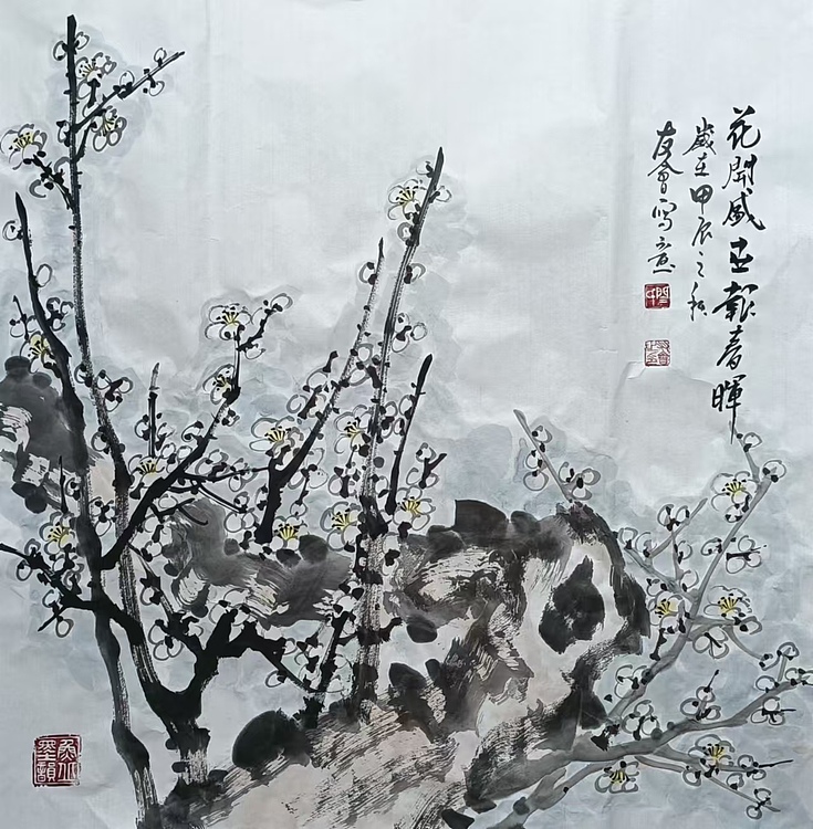 山东省美协会员 闫友会 白梅斗方