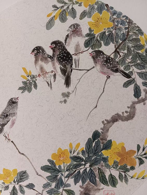 砚沐 仿江寒汀百鸟图