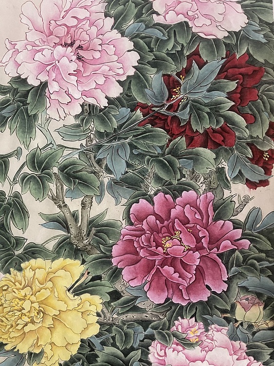 青年书画家 单悦 职业画家刘月秋国画工笔花鸟《盛世繁华》