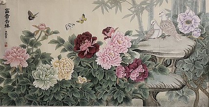 青年书画家 单悦 职业画家刘月秋国画工笔作品《富贵吉祥》