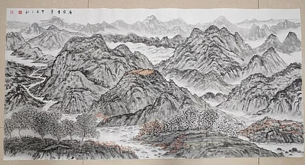 云海松涛 层峦叠嶂山水画横幅
