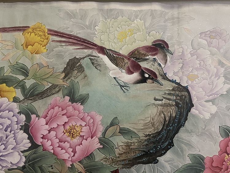 青年书画家 单悦 职业画家刘月秋工笔画作品《富贵双寿图》