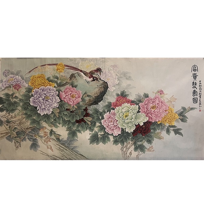青年书画家 单悦 职业画家刘月秋工笔画作品《富贵双寿图》
