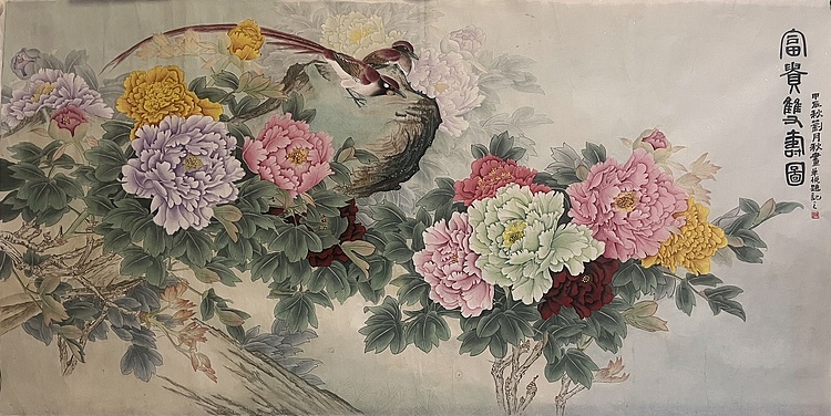 青年书画家 单悦 职业画家刘月秋工笔画作品《富贵双寿图》