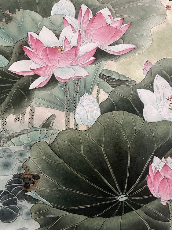 青年书画家 单悦 职业画家刘月秋工笔作品《百年好合》