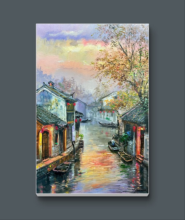 梁峰 水乡的黄昏