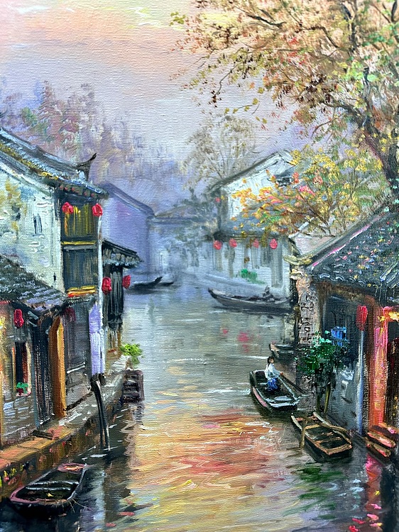 梁峰 水乡的黄昏
