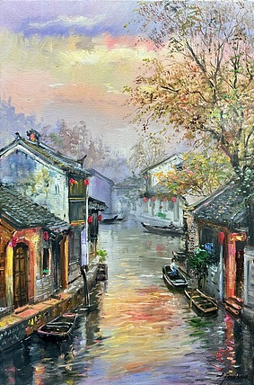 梁峰 水乡的黄昏