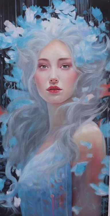 胡冰 纯手绘精品油画《蓝》