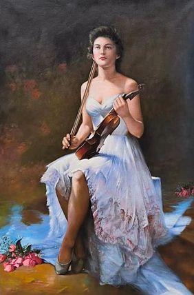 胡冰 纯手绘精品油画《韵》