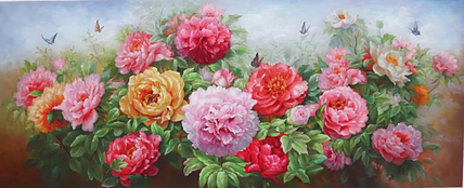 胡冰 纯手绘精品油画《花开富贵》