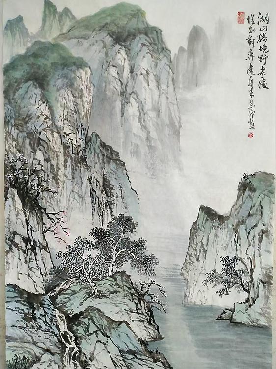 职业书画家 于恩沛 临水对弈远舟来