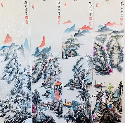 仟亿 春夏秋冬 四季四条屏