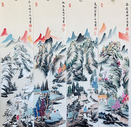 仟亿 春夏秋冬 新四条屏