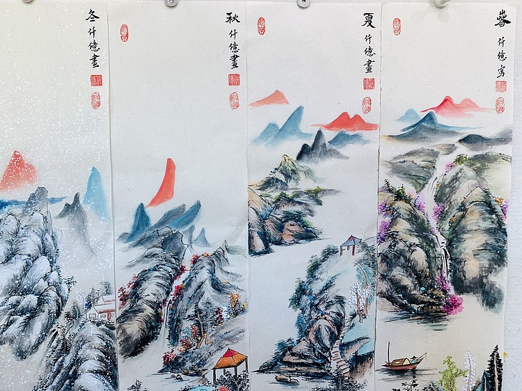 仟亿 春夏秋冬 四季四条屏
