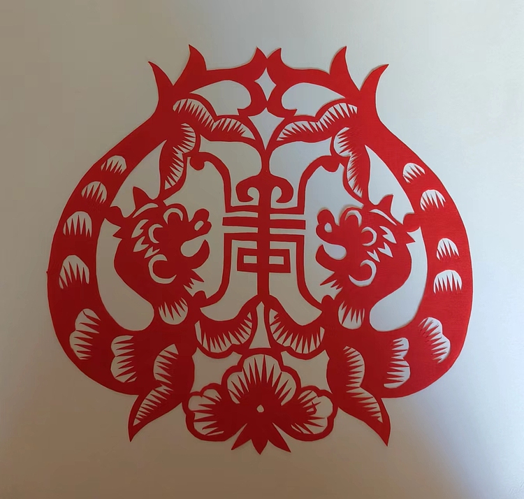 职业书画家 一念 剪纸《双龙献寿》《招财进宝《幅》《脸谱《蝉》