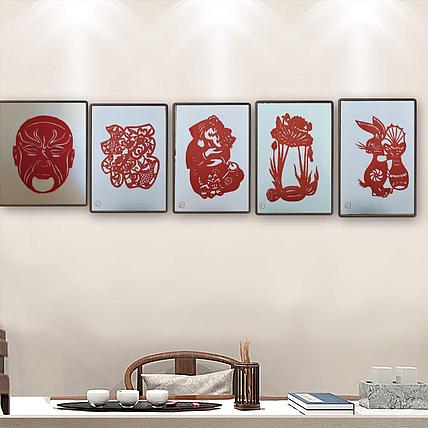职业书画家 一念 剪纸《元宝兔》《母子情深》《福寿有鱼》《荷花》《脸谱》