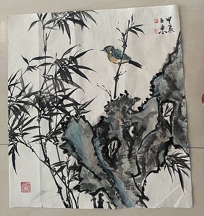 国家一级美术师 亚墨 竹报平安
