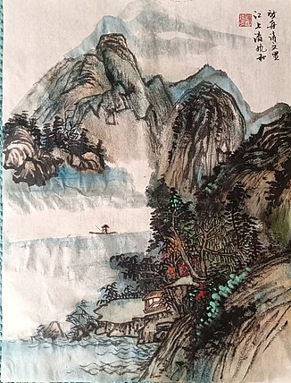 觉道 放舟诗文里，江上清风和。