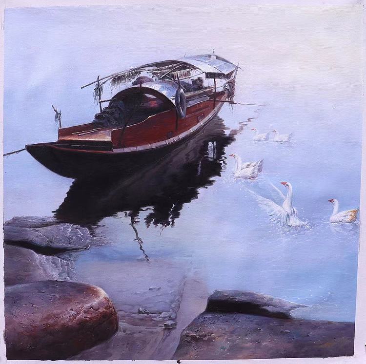 胡冰 纯手绘精品油画80✘80cm