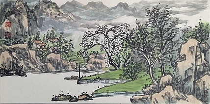 鄘南子 泊舟待渡图