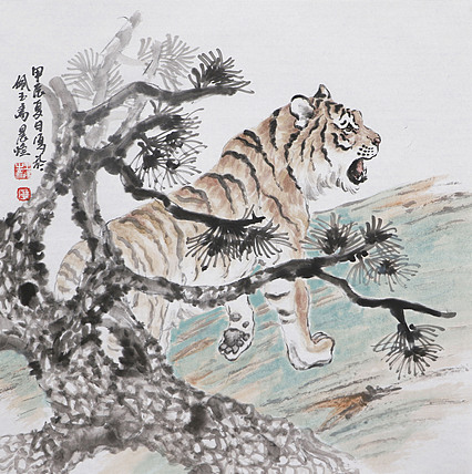 北京美术家协会会员 王鹏 精花鸟