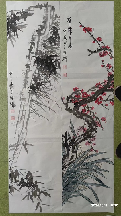 石岩 国画书法条幅，斗方