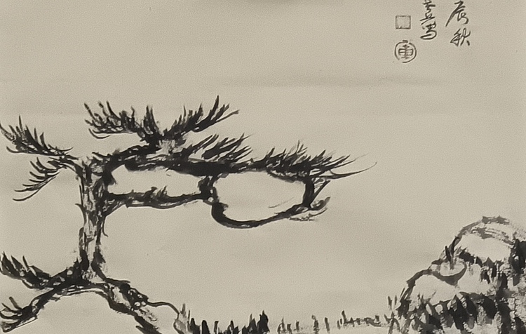 文化老兵 劲松双鹿图