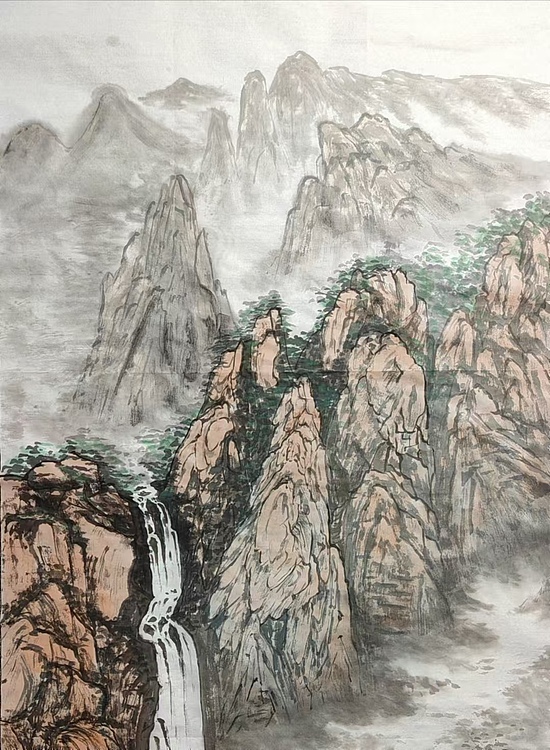 云海松涛 三尺山水画之一