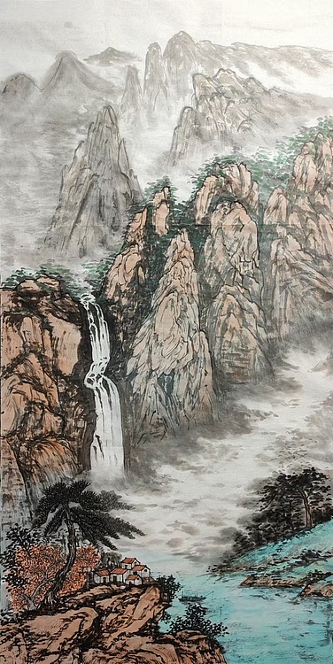 云海松涛 三尺山水画之一
