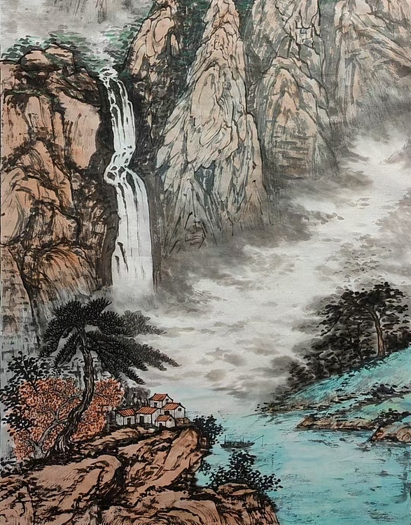 云海松涛 三尺山水画之一