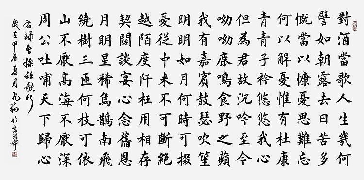 飞翔 山东省书协会员作品 曹操短歌行手写书法真迹名人字画收藏楷书