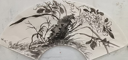 文化老兵 奇石扇面